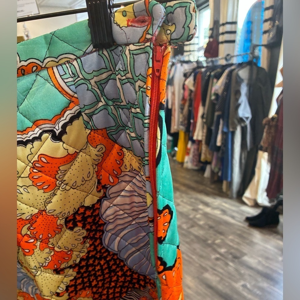 Vintage puff print skirt with teal orange and yellow S - Picture 3 of 3